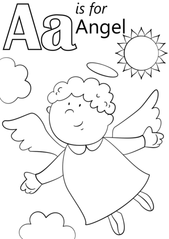 Letter A Is For Angel Coloring Page